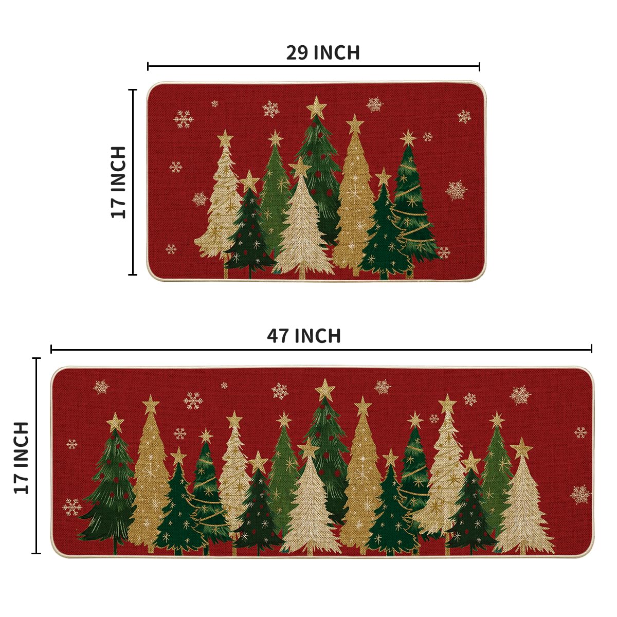 Artoid Mode two-piece kitchen mat set showcases holiday charm and reliable non-slip backing.