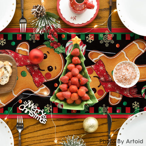Artoid Mode table runner features vibrant holiday colors for seasonal styling.