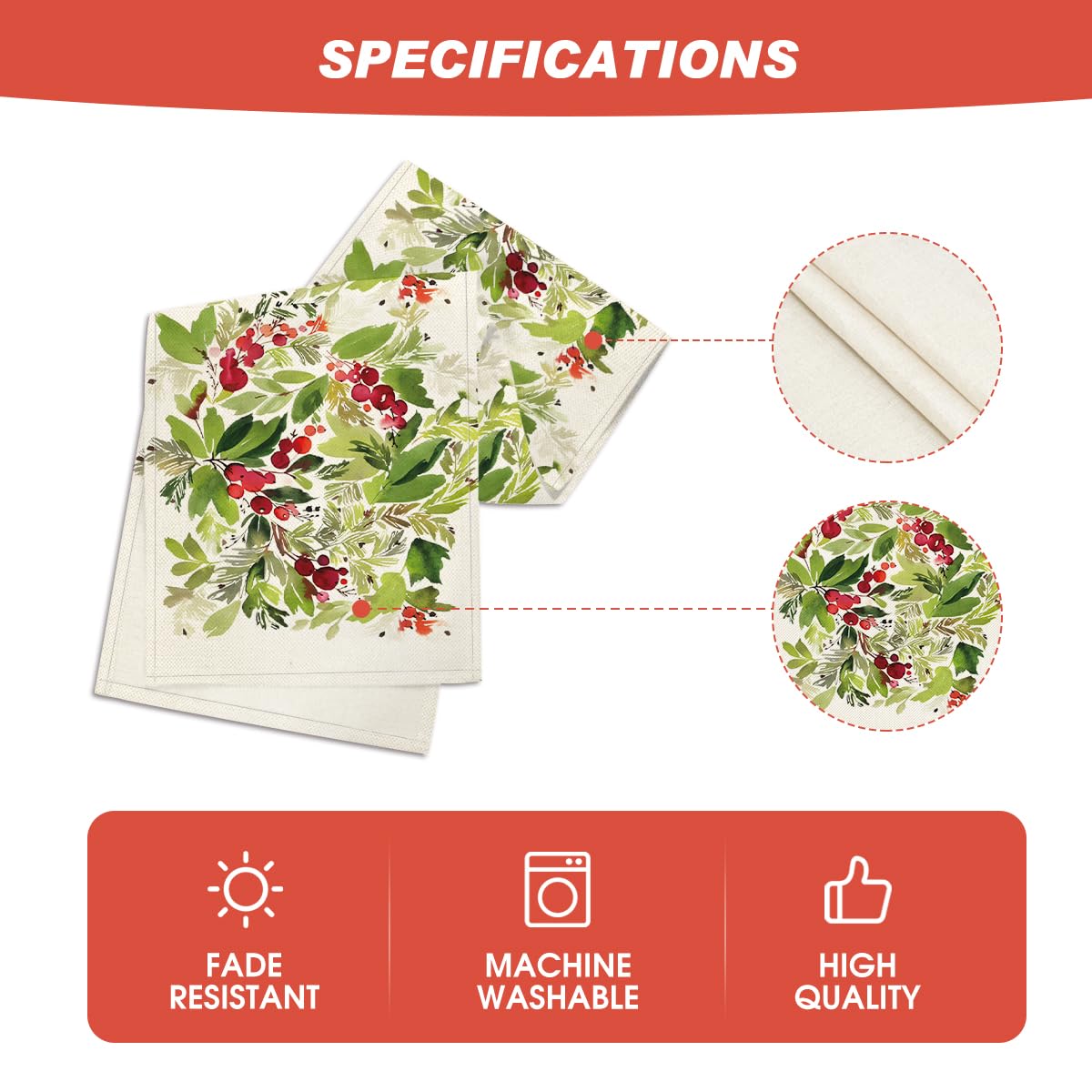 Artoid Mode watercolor holly print protects your table surface during meals.
