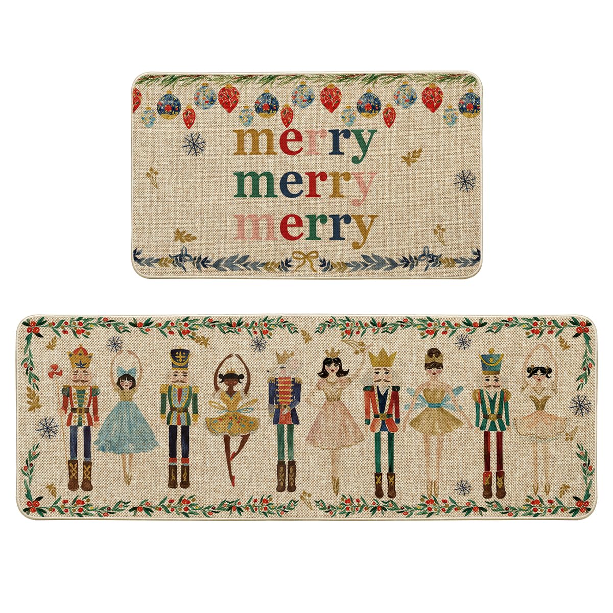 Artoid Mode watercolor nutcrackers kitchen mat 17x29 with non-slip base