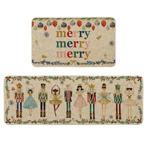 Artoid Mode watercolor nutcrackers kitchen mat 17x29 with non-slip base