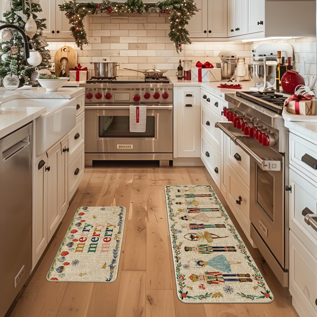 Artoid Mode watercolor nutcrackers kitchen mat 17x47 for larger spaces