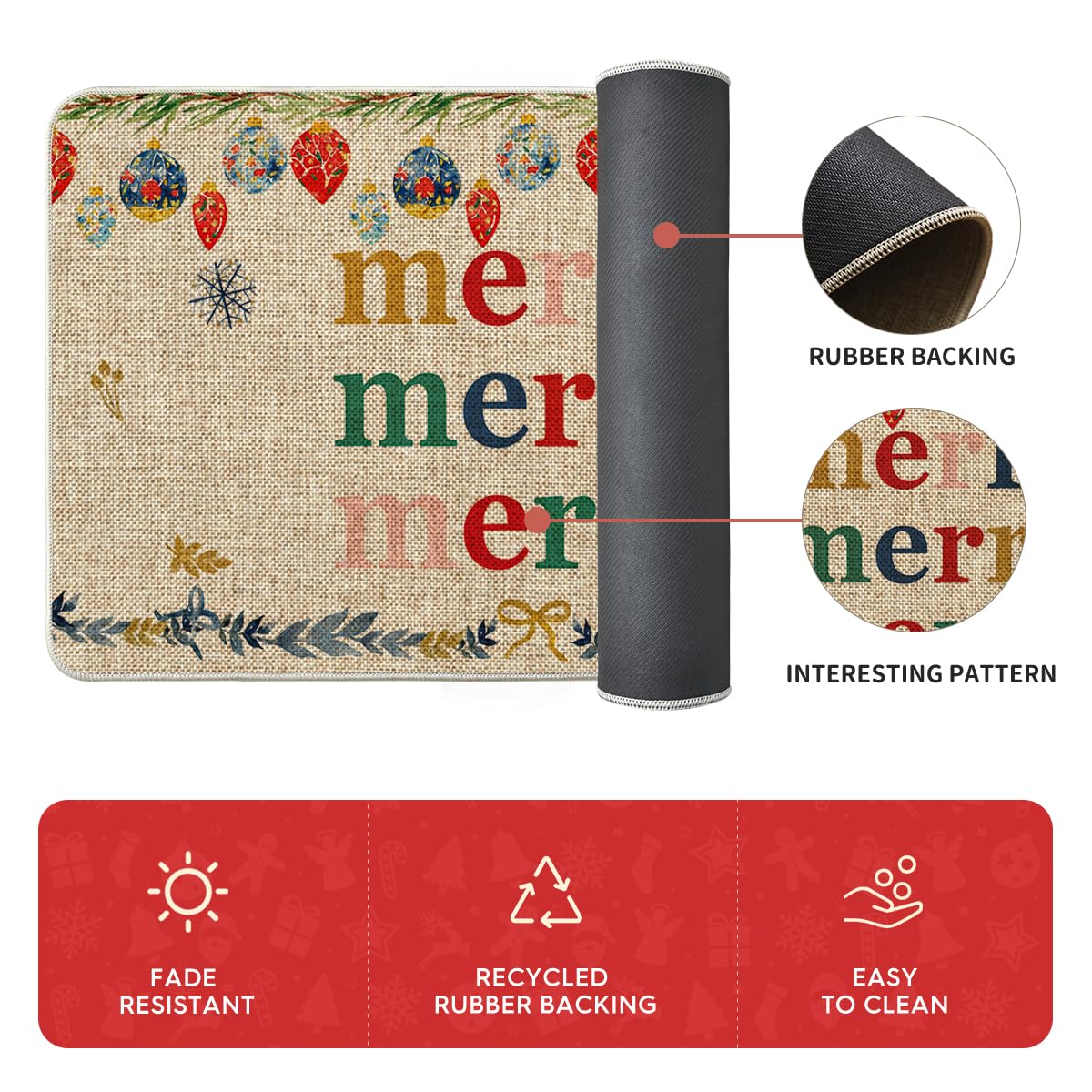 Artoid Mode watercolor nutcrackers low-profile mat minimizes trip risk