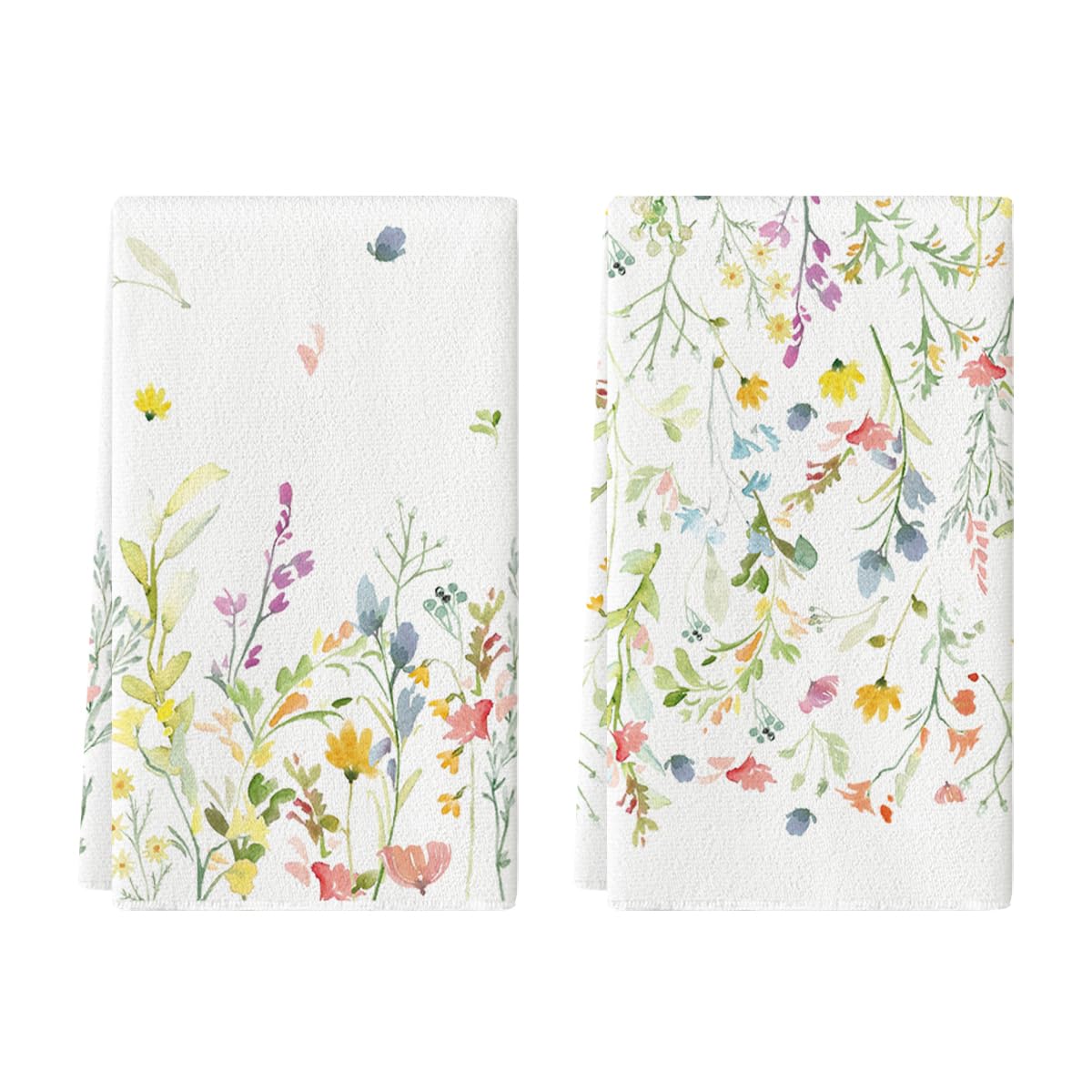 Artoid Mode Wildflower towels full view with bright floral print for spring decor
