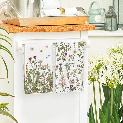 Artoid Mode Wildflower towels featuring seasonal decor pattern in a kitchen.