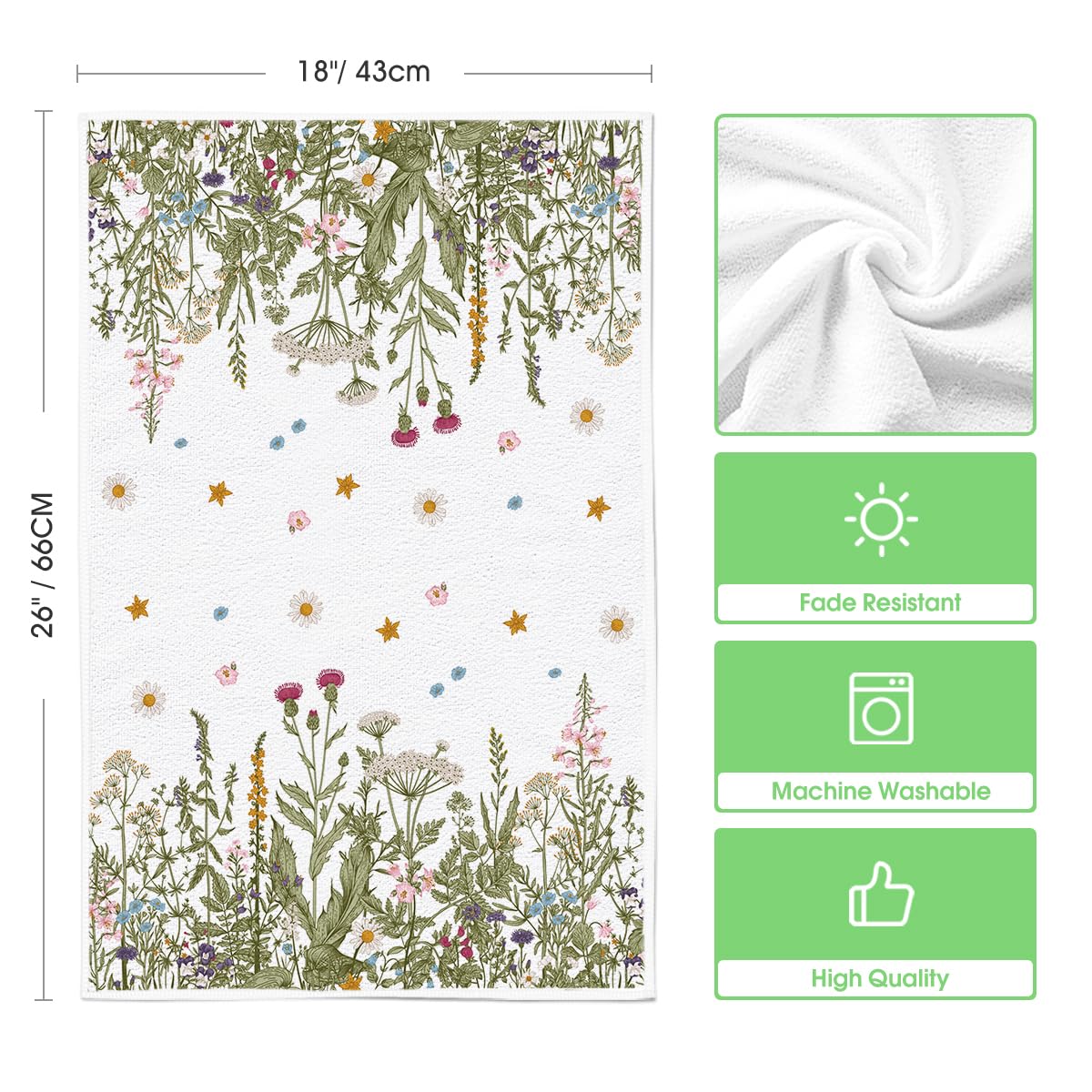 Artoid Mode Wildflower towels set of 2 displayed in packaging and display area.