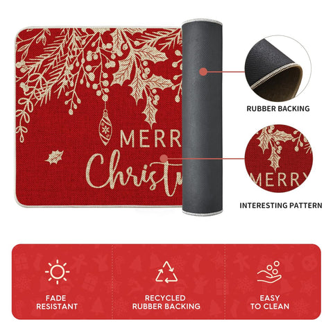 Artoid Mode winter decor entryway mat welcomes guests while protecting floors.