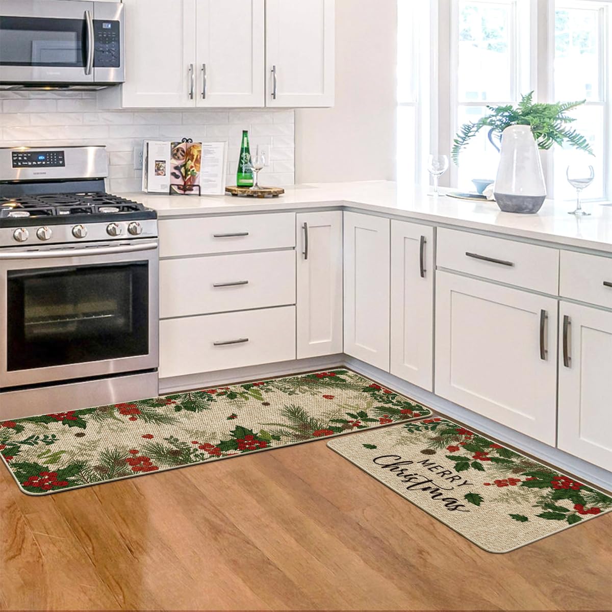 Artoid Mode winter decor entryway mat keeps dirt at bay