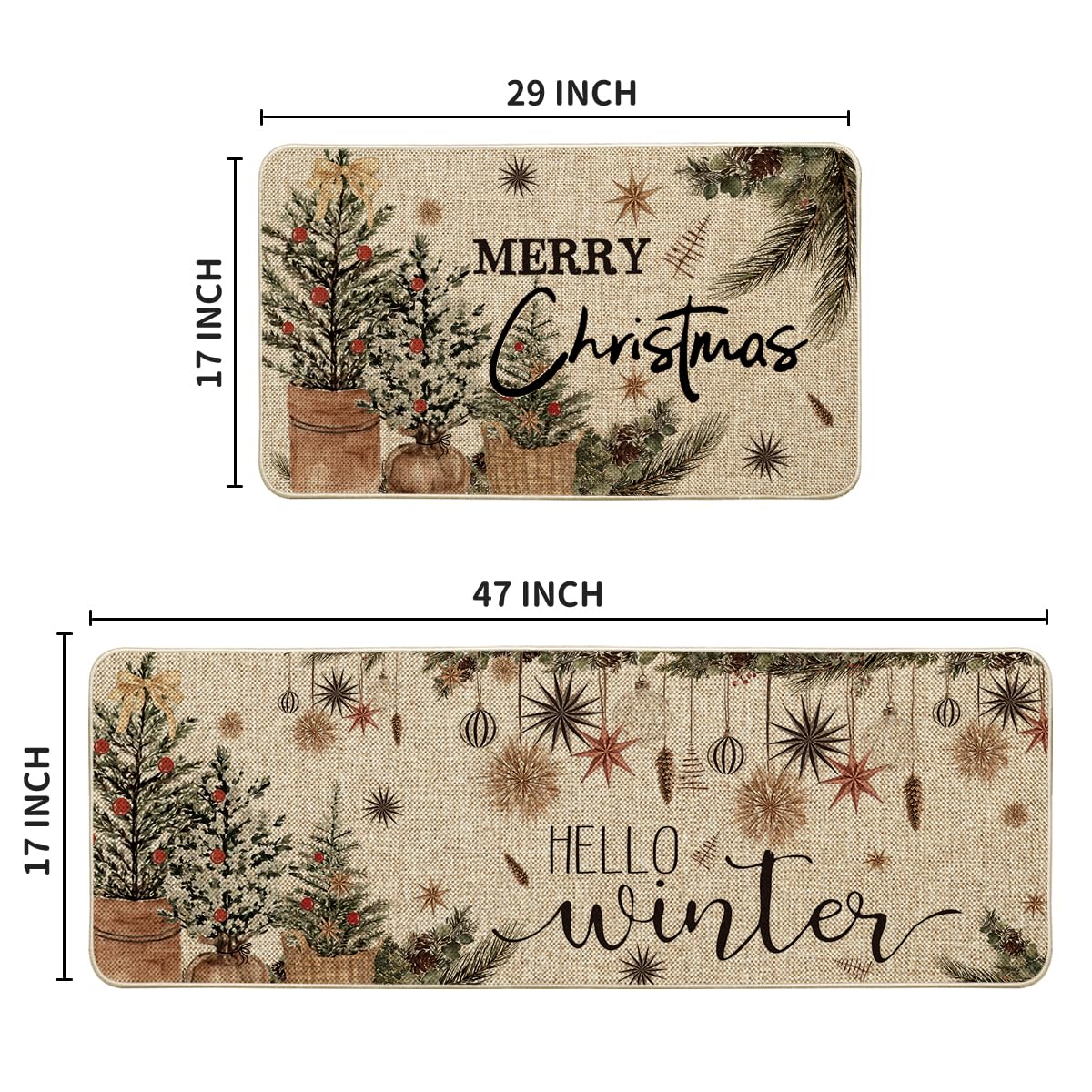 Artoid Mode winter decor holly pattern mat enhances entryway style while protecting floors.
