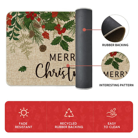 Artoid Mode Winter decor mat 17x59 durable, low-profile rug for kitchen or entry