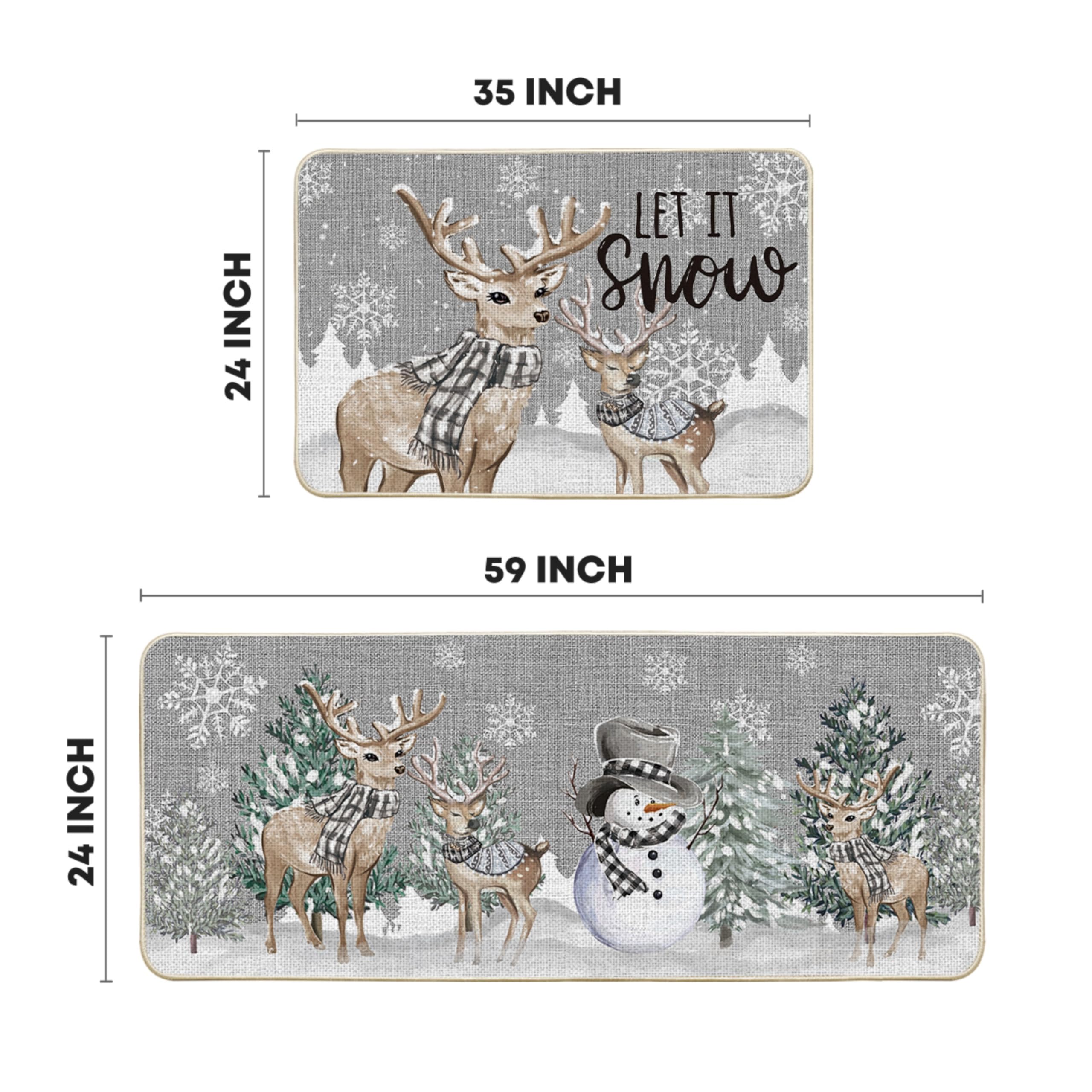 Artoid Mode winter decor kitchen mat closeup shows durable, easy-clean surface for busy kitchens.