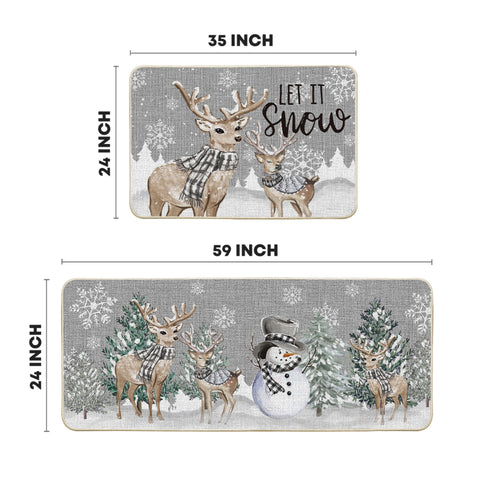 Artoid Mode winter decor kitchen mat closeup shows durable, easy-clean surface for busy kitchens.