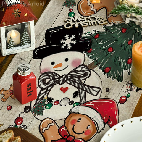 Artoid Mode winter holiday pattern table runner, adds visual charm to gatherings.