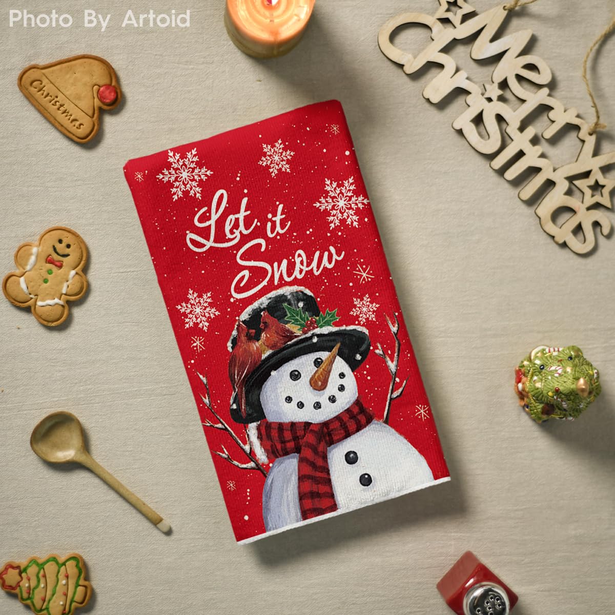 Artoid Mode winter kitchen decor towels hanging for seasonal flair.