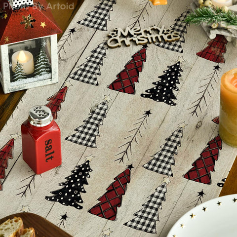 Artoid Mode Wood Xmas Tree Runner soft fabric feels inviting for guests