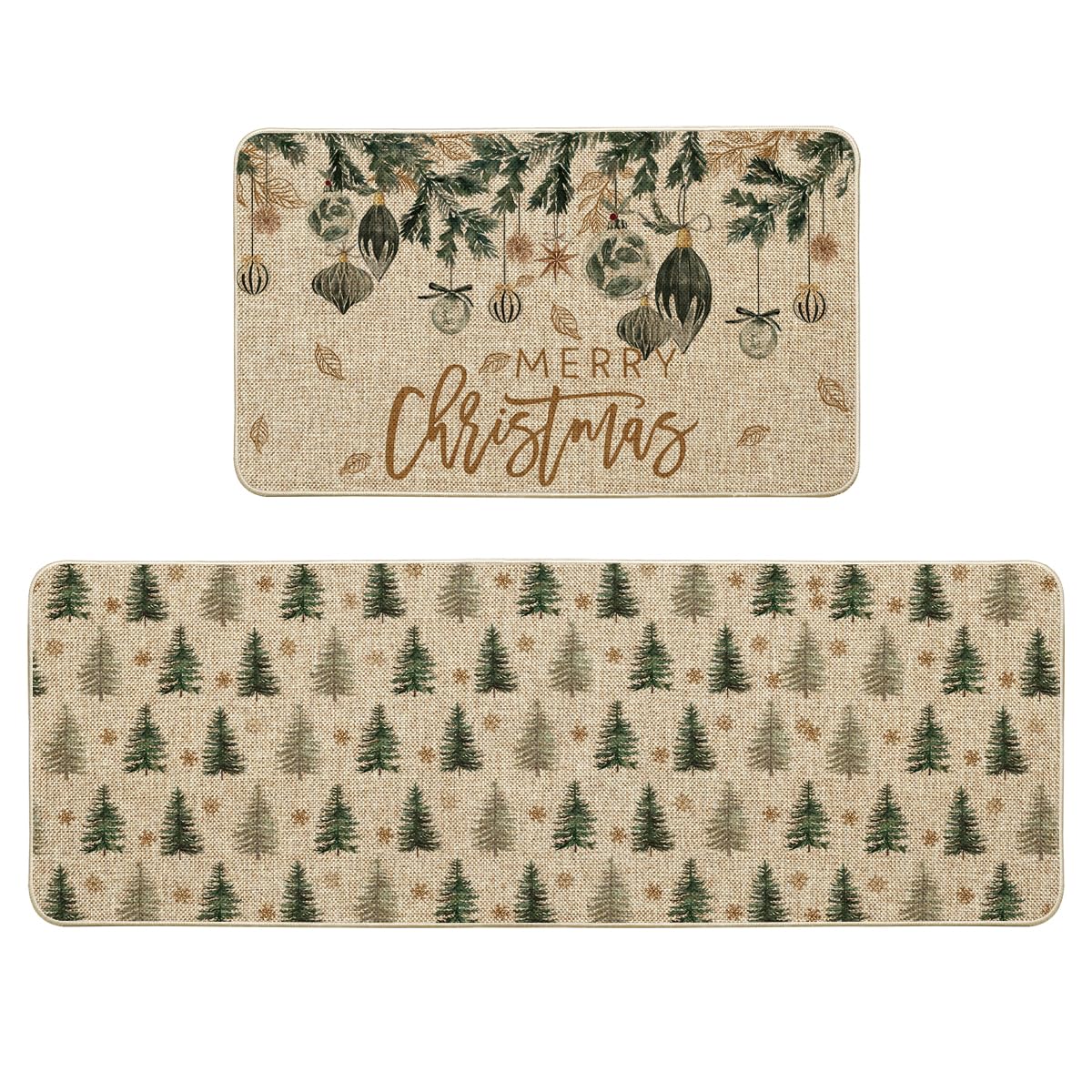 Artoid Mode Xmas Tree Ornament kitchen mat 17x29 with festive pattern protects floors
