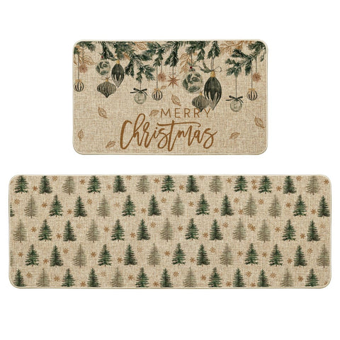 Artoid Mode Xmas Tree Ornament kitchen mat 17x29 with festive pattern protects floors