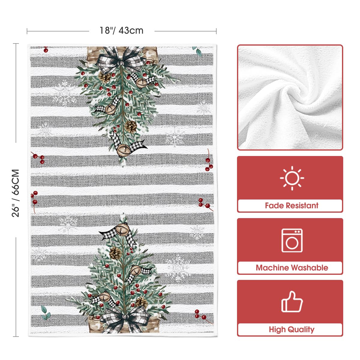 Artoid Mode Xmas Tree Snowman set of 2 towels, convenient daily kitchen helper.