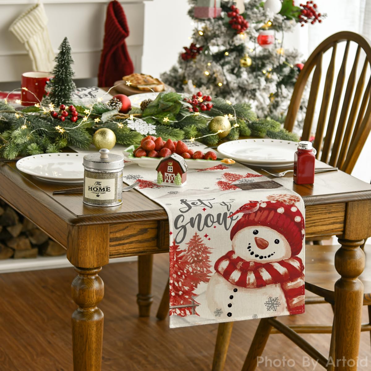 Artoid Mode Xmas Trees Let It Snow fabric texture close-up highlights durability