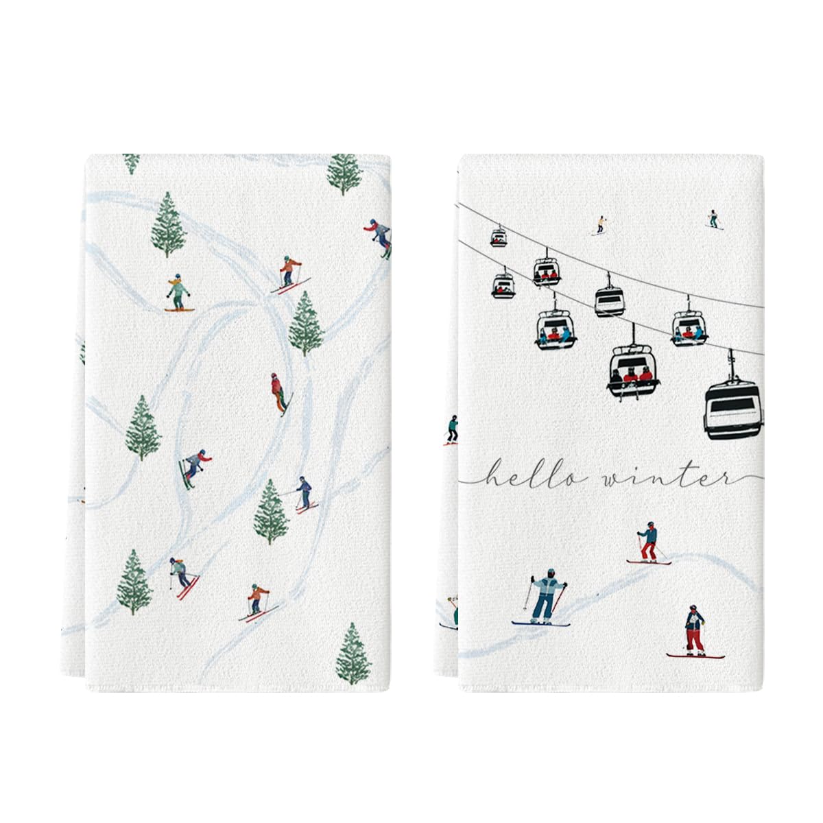 Artoid Mode Xmas Trees pattern kitchen towel for festive drying and decor.