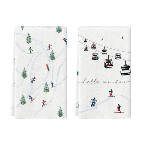 Artoid Mode Xmas Trees pattern kitchen towel for festive drying and decor.