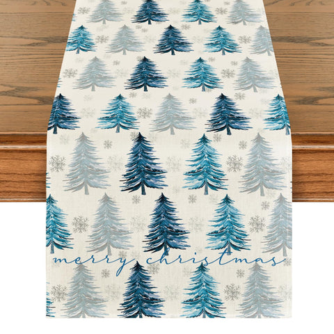 Artoid Mode Xmas Trees Snowflake Table Runner adds festive flair while protecting a table