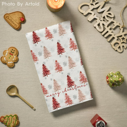 Artoid Mode red Christmas towels add seasonal decor while drying