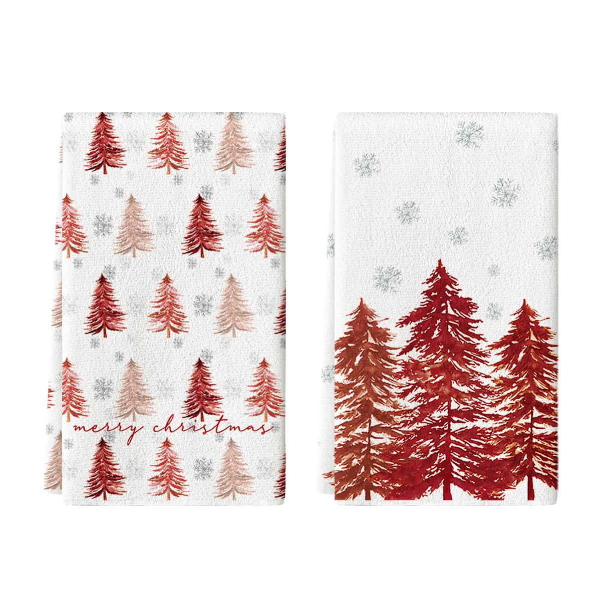 Artoid Mode red Xmas tree dish towel with snowflake pattern for festive drying