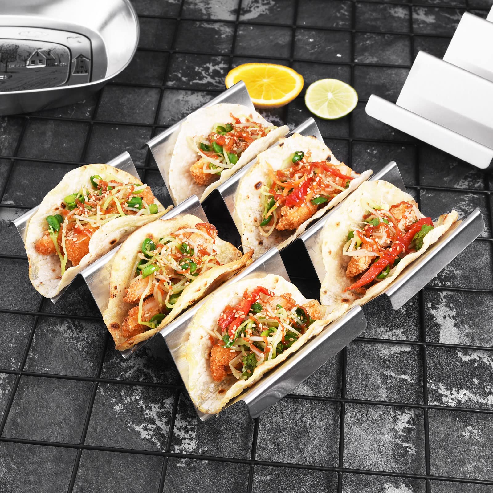 ARTTHOME dishwasher-safe taco holders simplify cleanup after taco night.