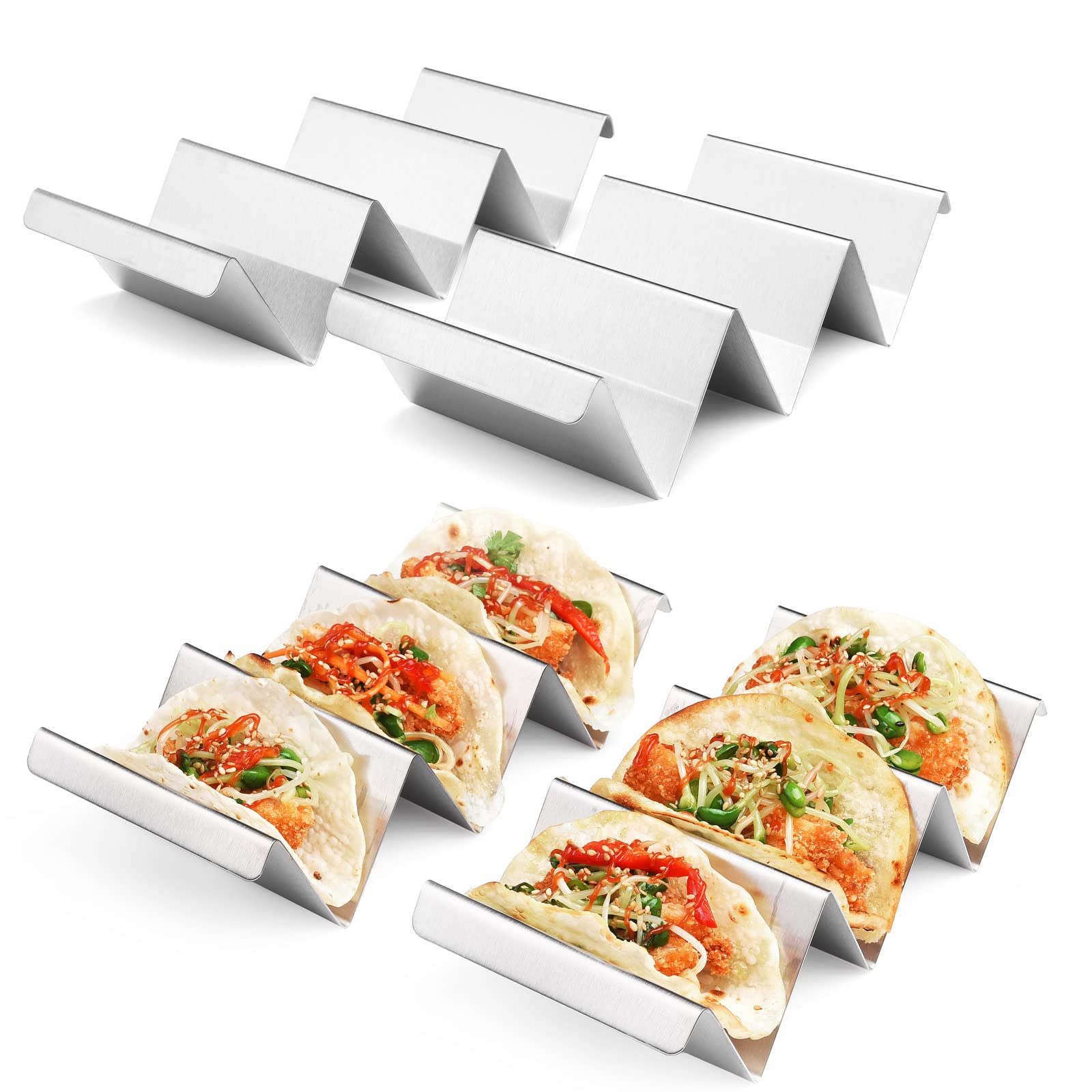 ARTTHOME taco holders four-pack keeps street tacos upright for mess-free filling.