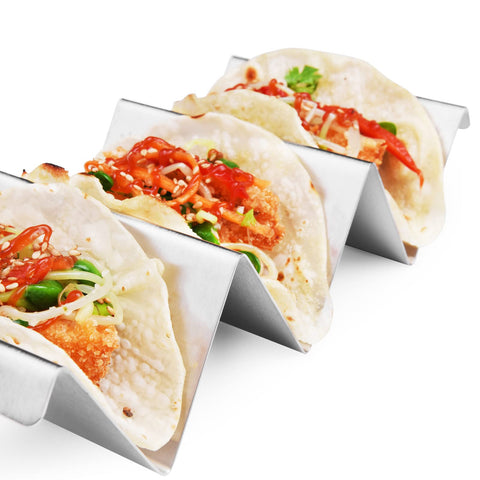 ARTTHOME taco rack is oven-safe for heating tacos directly in the rack.