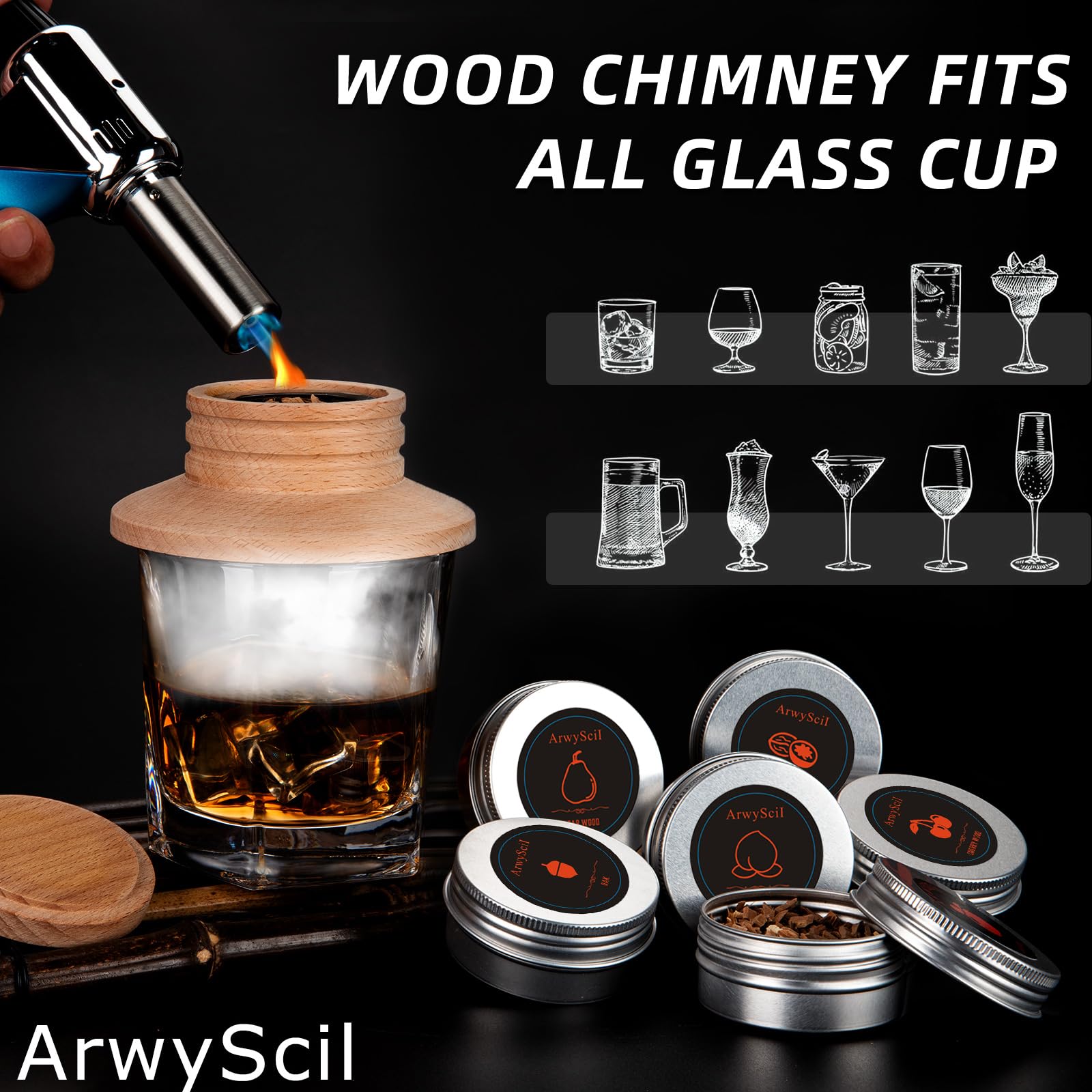ArwySciI infuser in action infusing smoke into a drink