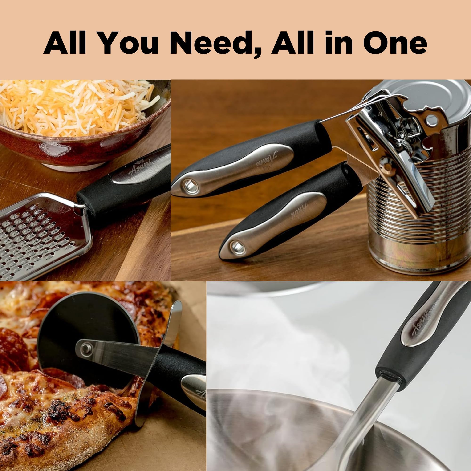 Asani 25-piece utensil set cheese grater for quick flavor finishing