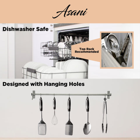 Asani 25-piece utensil set slotted spoon for serving vegetables without draining liquid