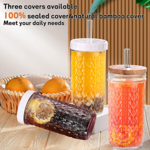 ASANMEYO bamboo lids with holes fit securely on jars.