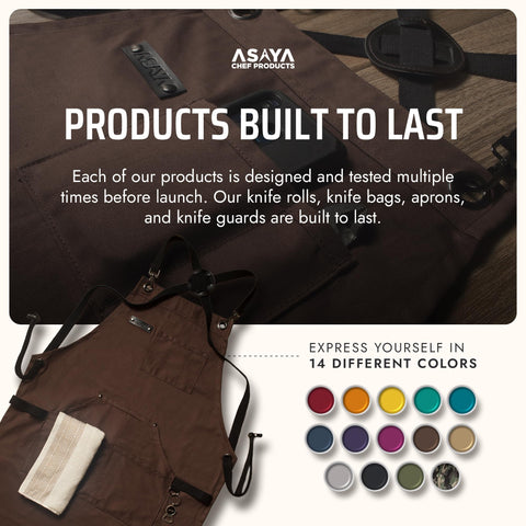 Asaya Chef apron cell phone holder protects your device during cooking.