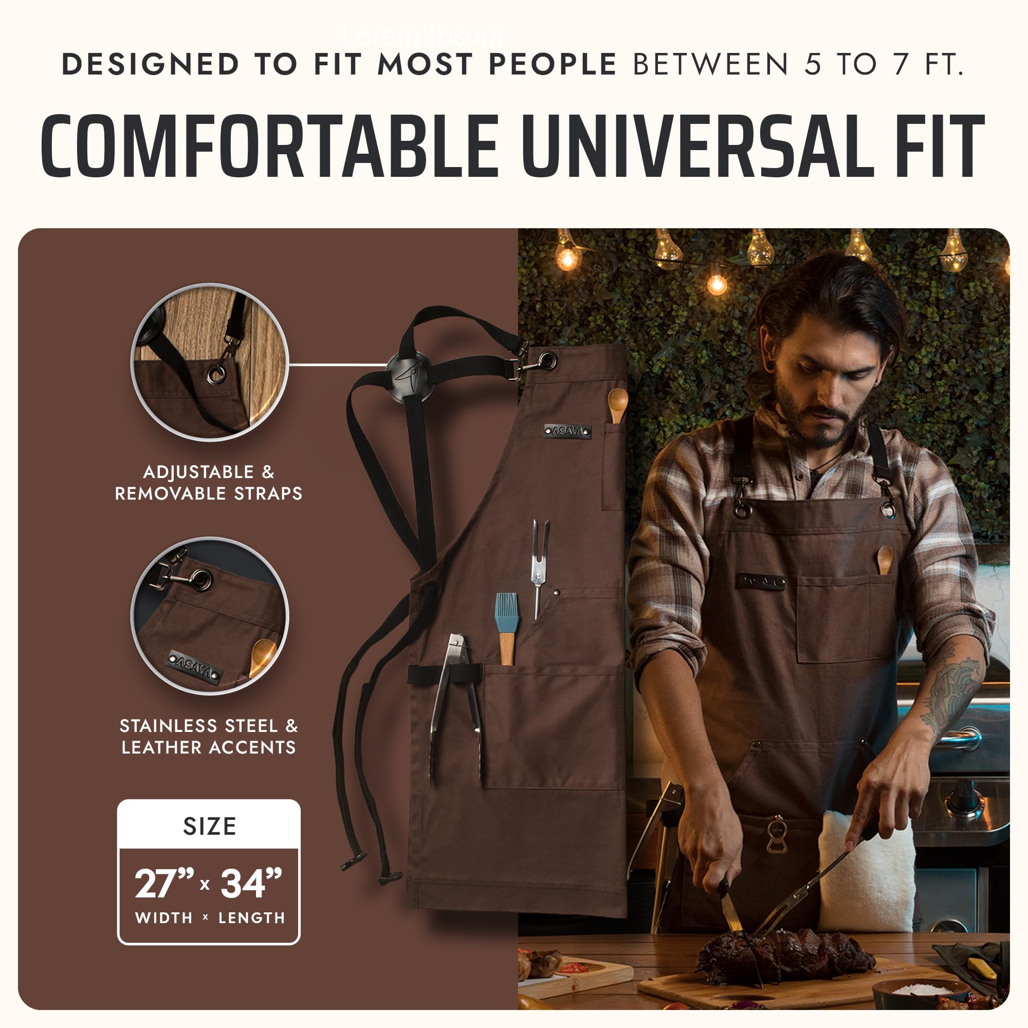Asaya Chef apron large pockets keep tools within reach.