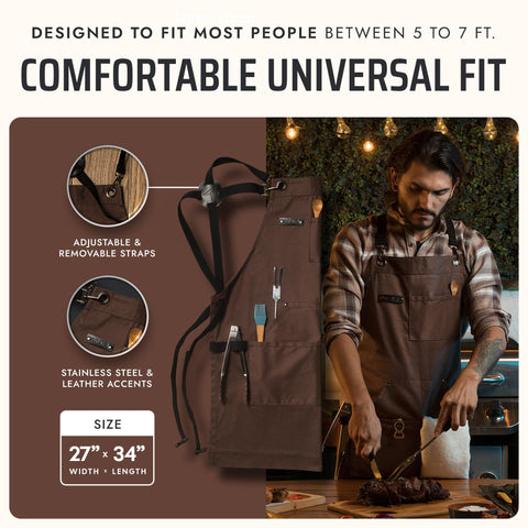 Asaya Chef apron large pockets keep tools within reach.