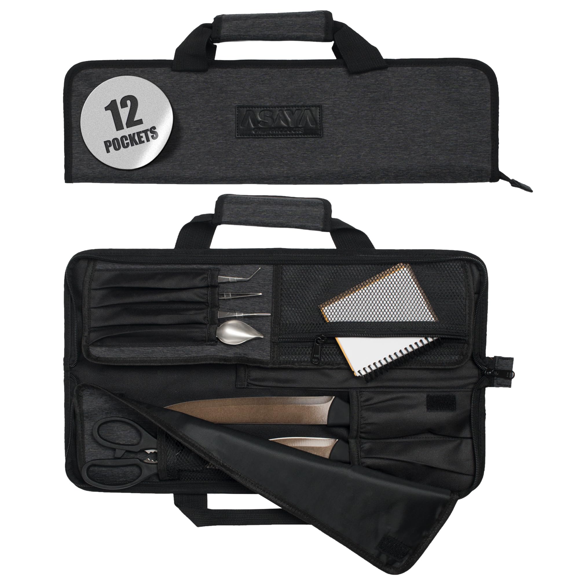 Asaya Knife Roll Bag with 12 pockets for organized travel