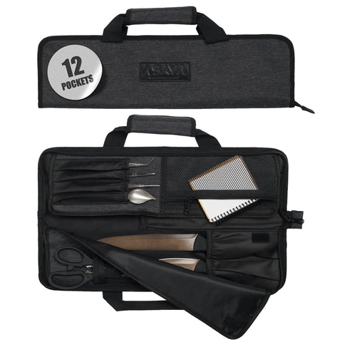 Asaya Knife Roll Bag with 12 pockets for organized travel