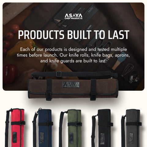 Asaya Knife Roll with 12-month warranty against manufacturing defects