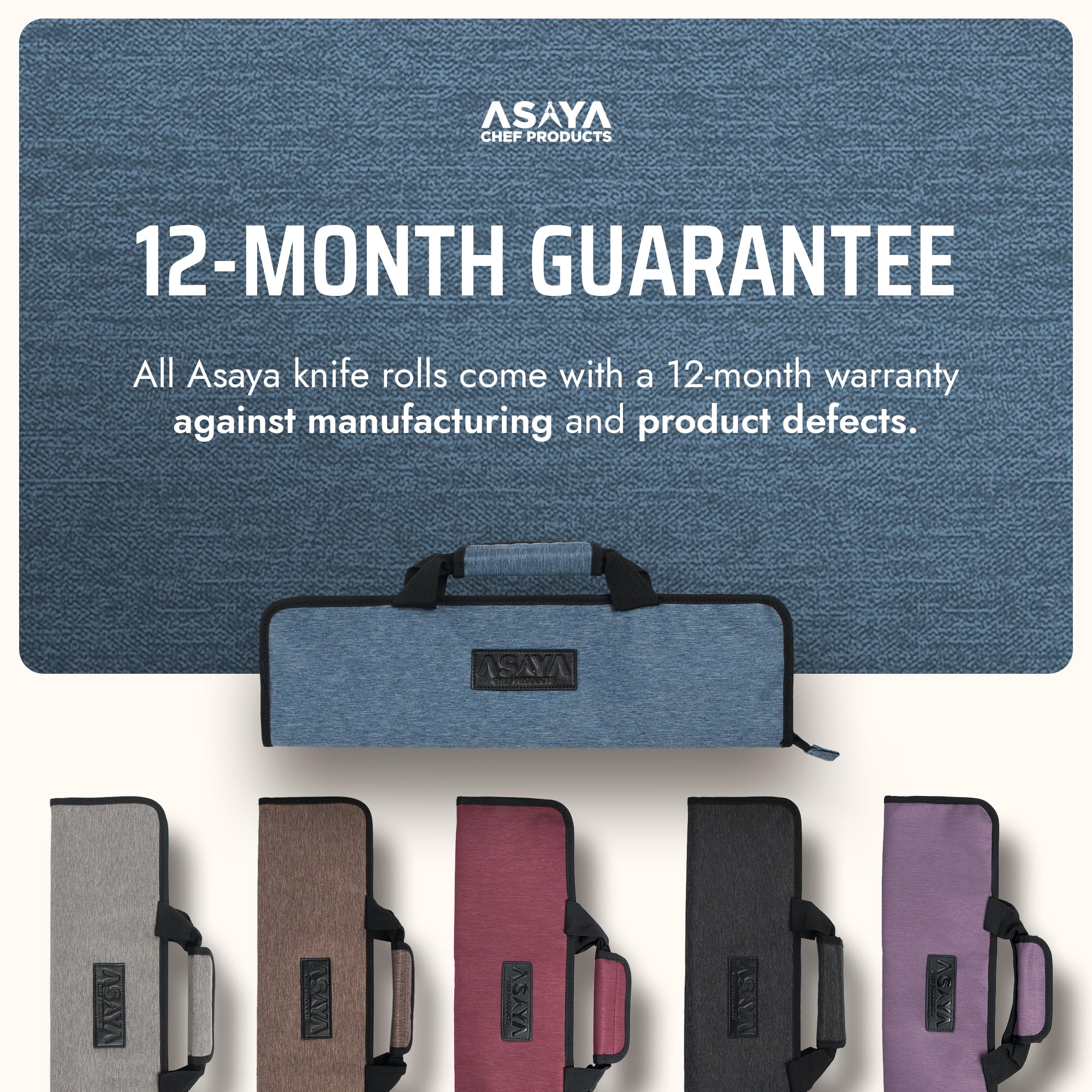 Asaya knife roll carry handle enables quick grabbing on the go.