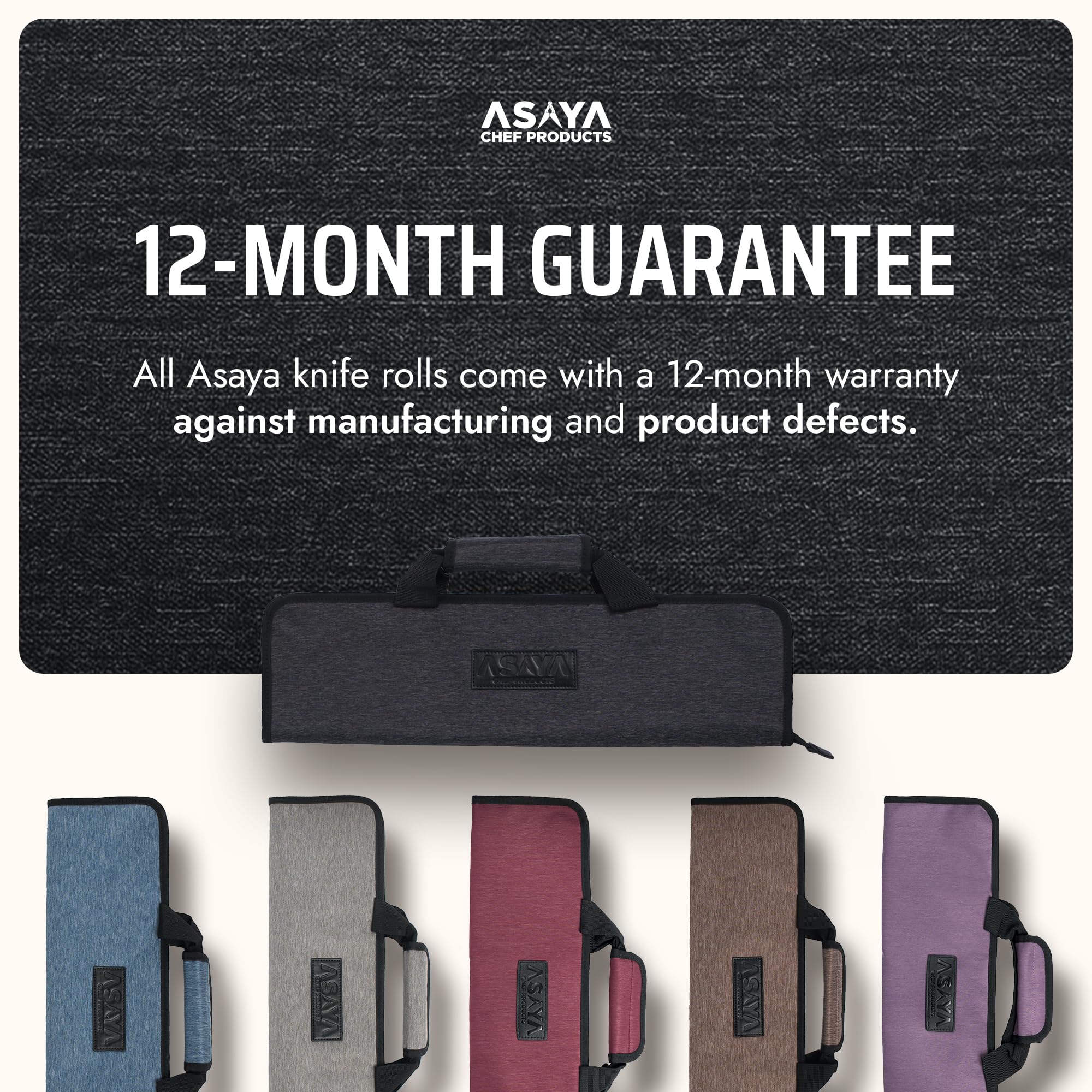 Asaya knife roll holding knives up to 17 inches for long blades