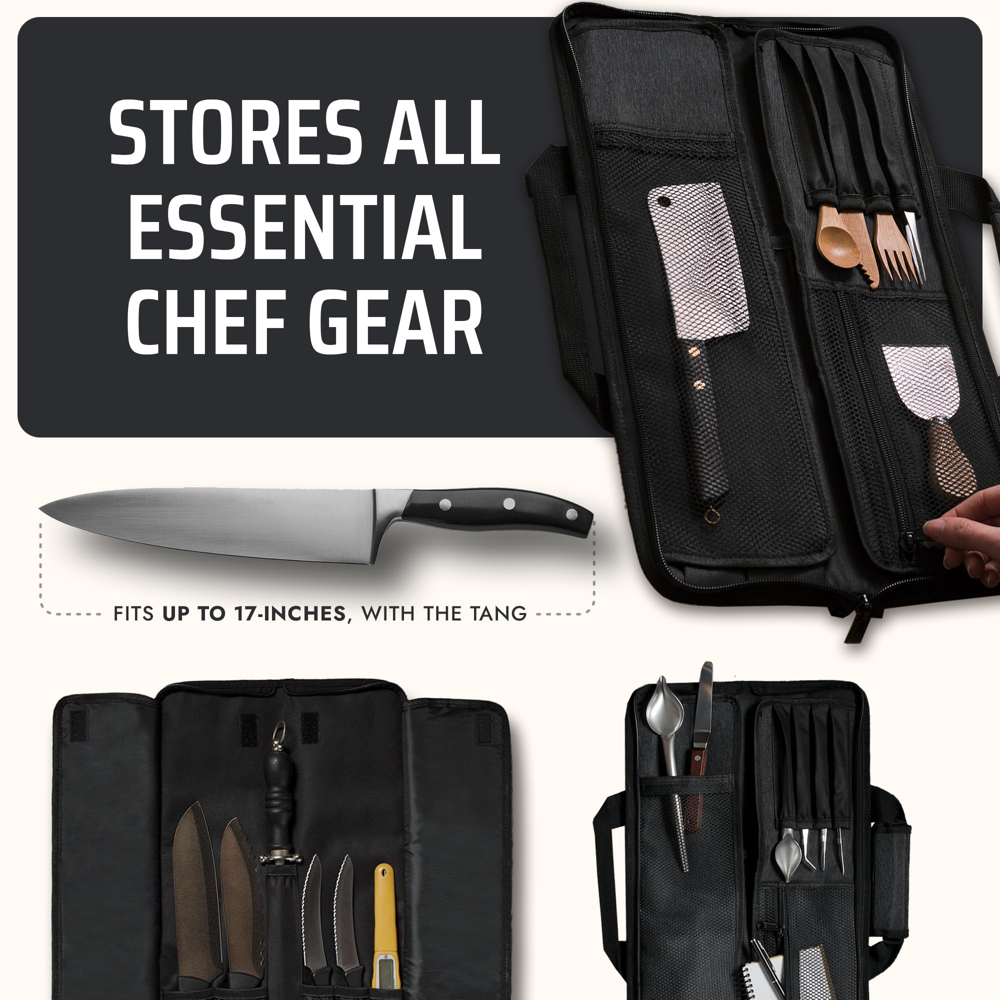 Asaya Knife Roll Bag weighs 1 lb for easy transport