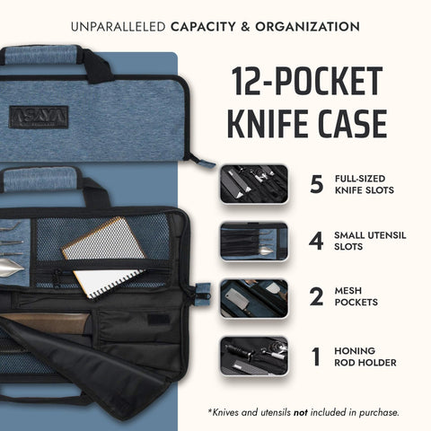 Asaya knife roll nylon durability demonstrates stain resistance for busy kitchen environments.