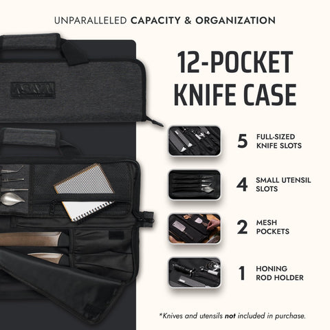Asaya knife roll in stain-resistant nylon for durable daily use