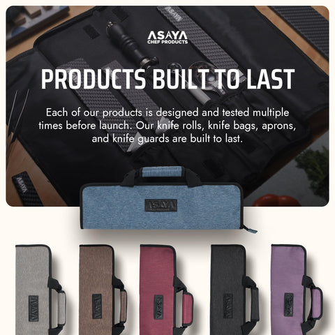 Asaya blade roll includes a 12-month warranty against manufacturing defects.