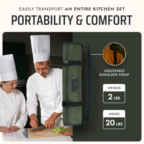 Asaya Knife Roll Bag emphasizes knives are not included for customization.