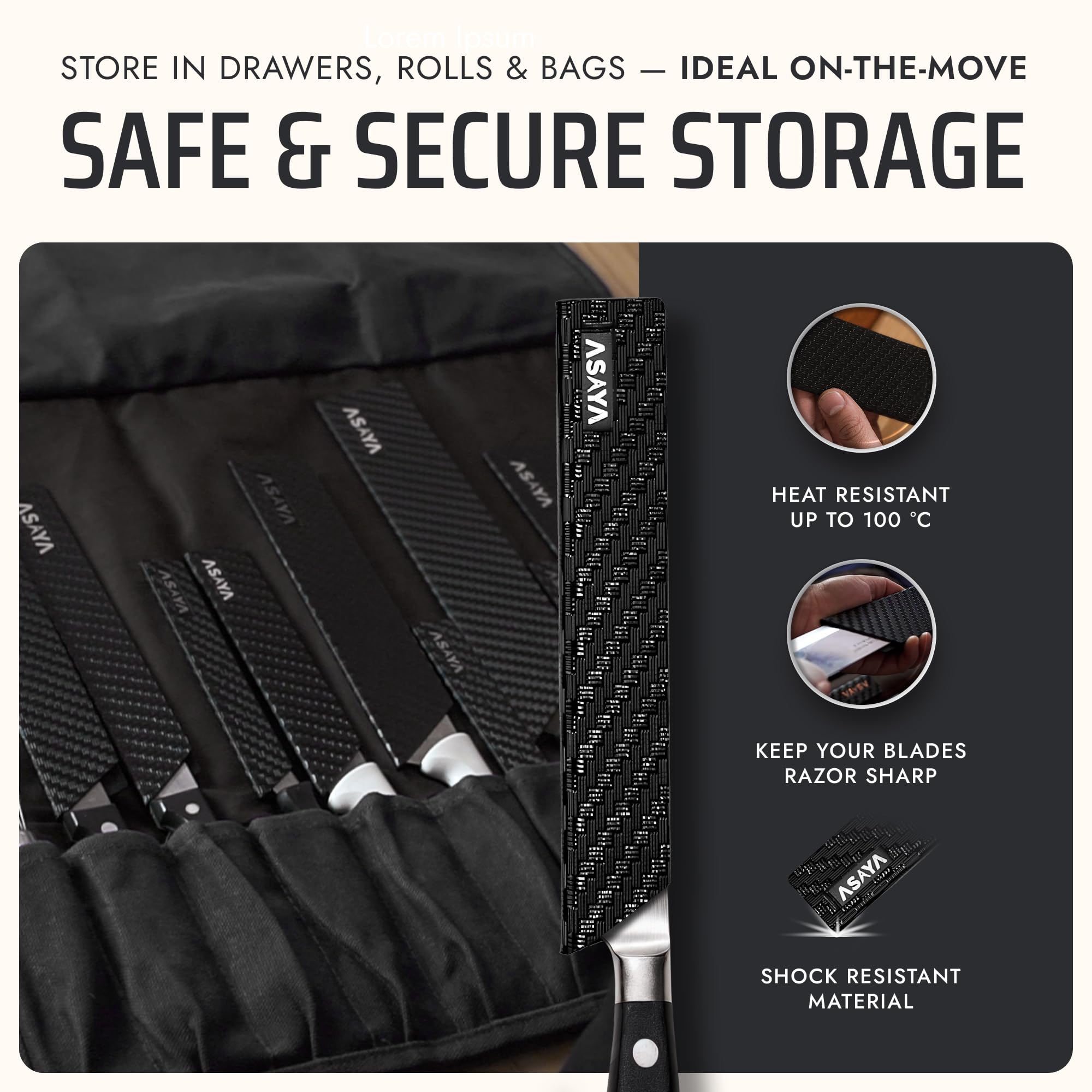 Asaya bread knife edge guard shields serrated blades during storage and transport