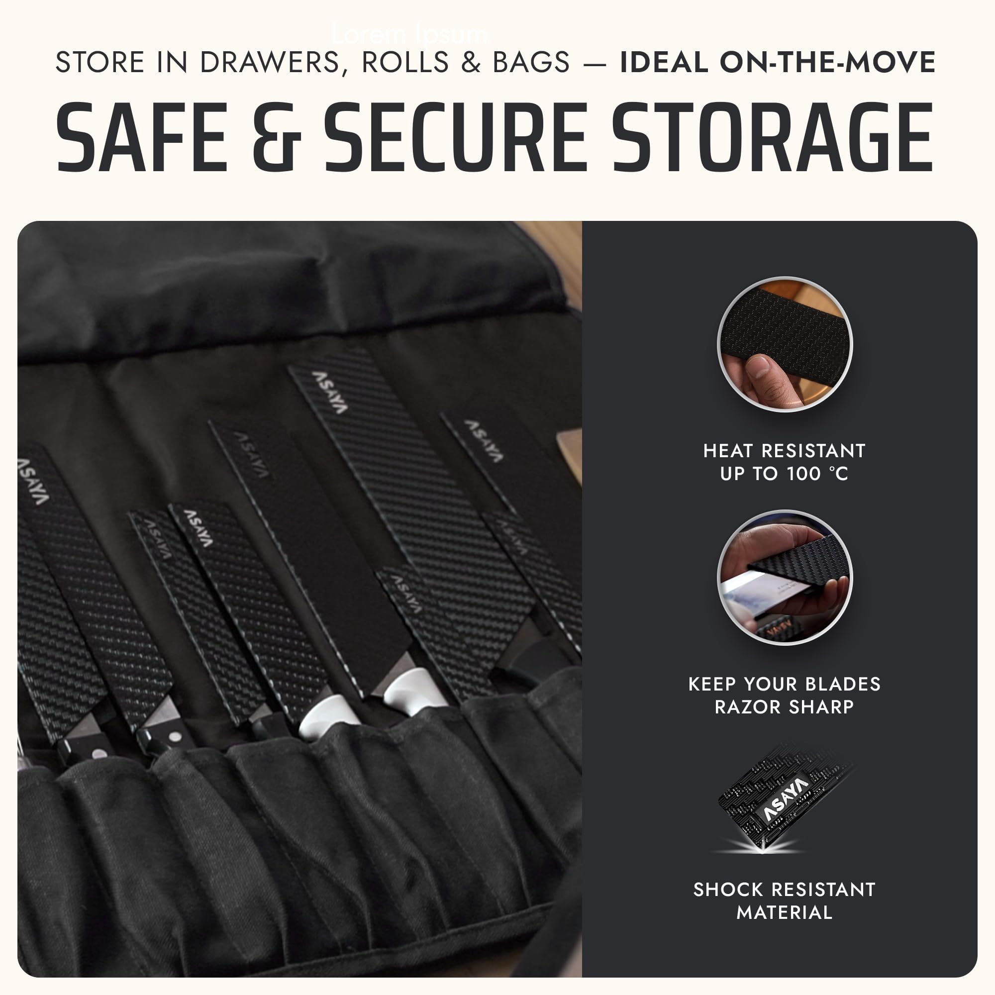 Asaya edge guards feature universal design for angled or straight handles.